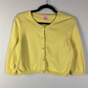 Lilly Pulitzer Hilary Short Cardigan Womens M Cotton Blend Yellow 3/4 Sleeve